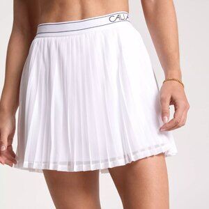 CALIA Women's Pleated Mesh Skort in Pure White